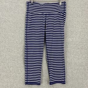 Athleta Leggings Womens Small Blue Striped Athletic Gym Yoga Running Activewear